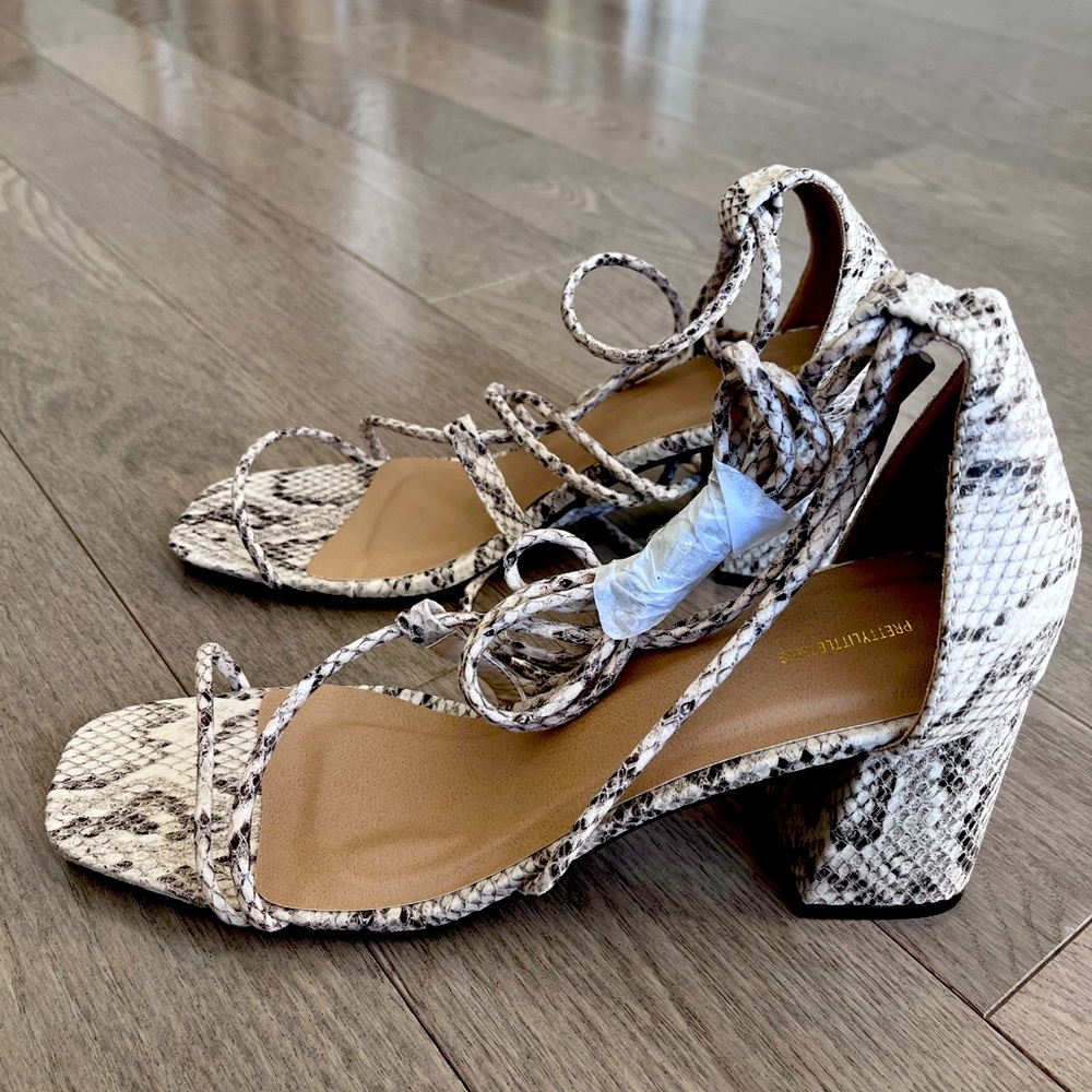 Snake block heel sandal